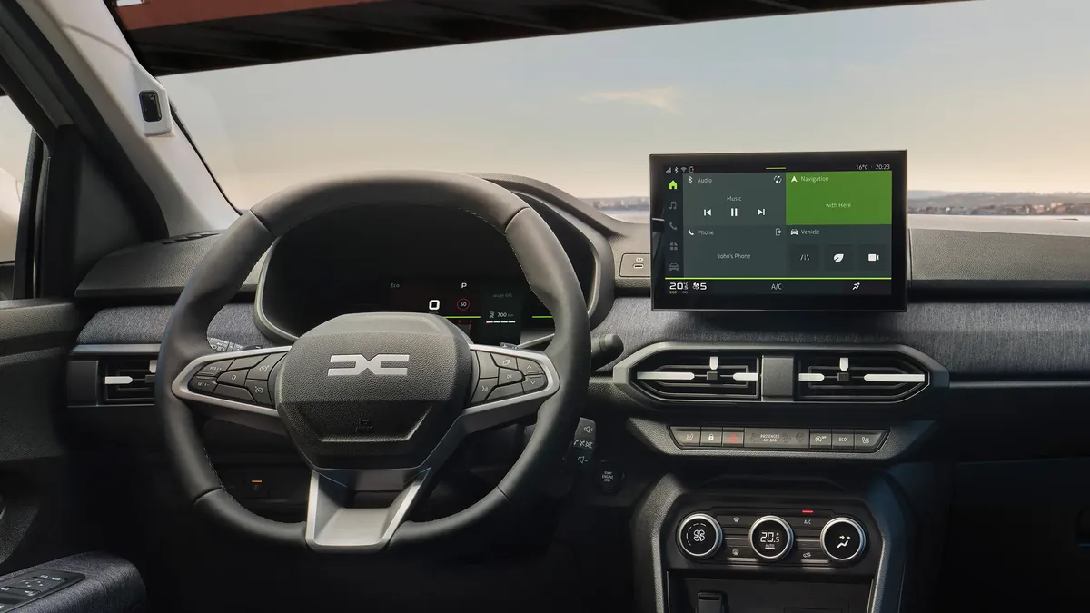 Armaturenbrett der Dacia Sandero 2026 mit 10-Zoll-Zentralbildschirm