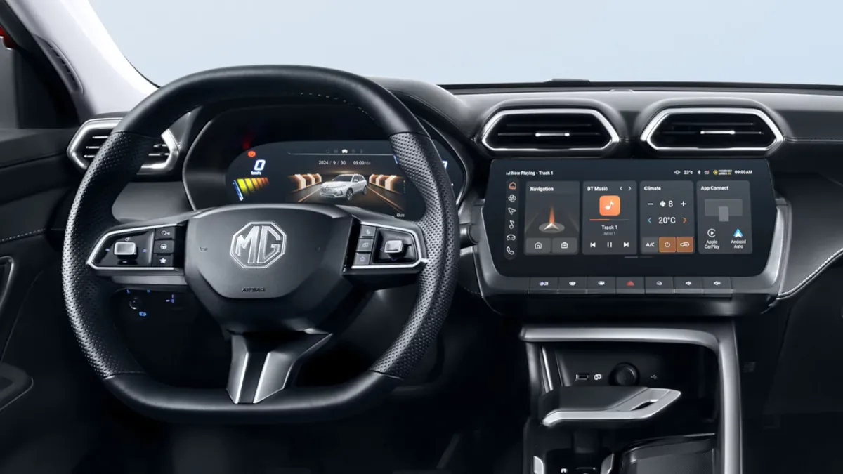Fahrerkabine des MG ZS 2026 mit 12,3-Zoll-Bildschirm und digitalem Tacho