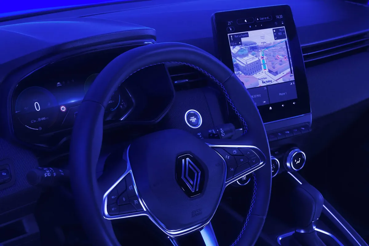 2026 Renault Clio cockpit with 9.3-inch vertical touchscreen