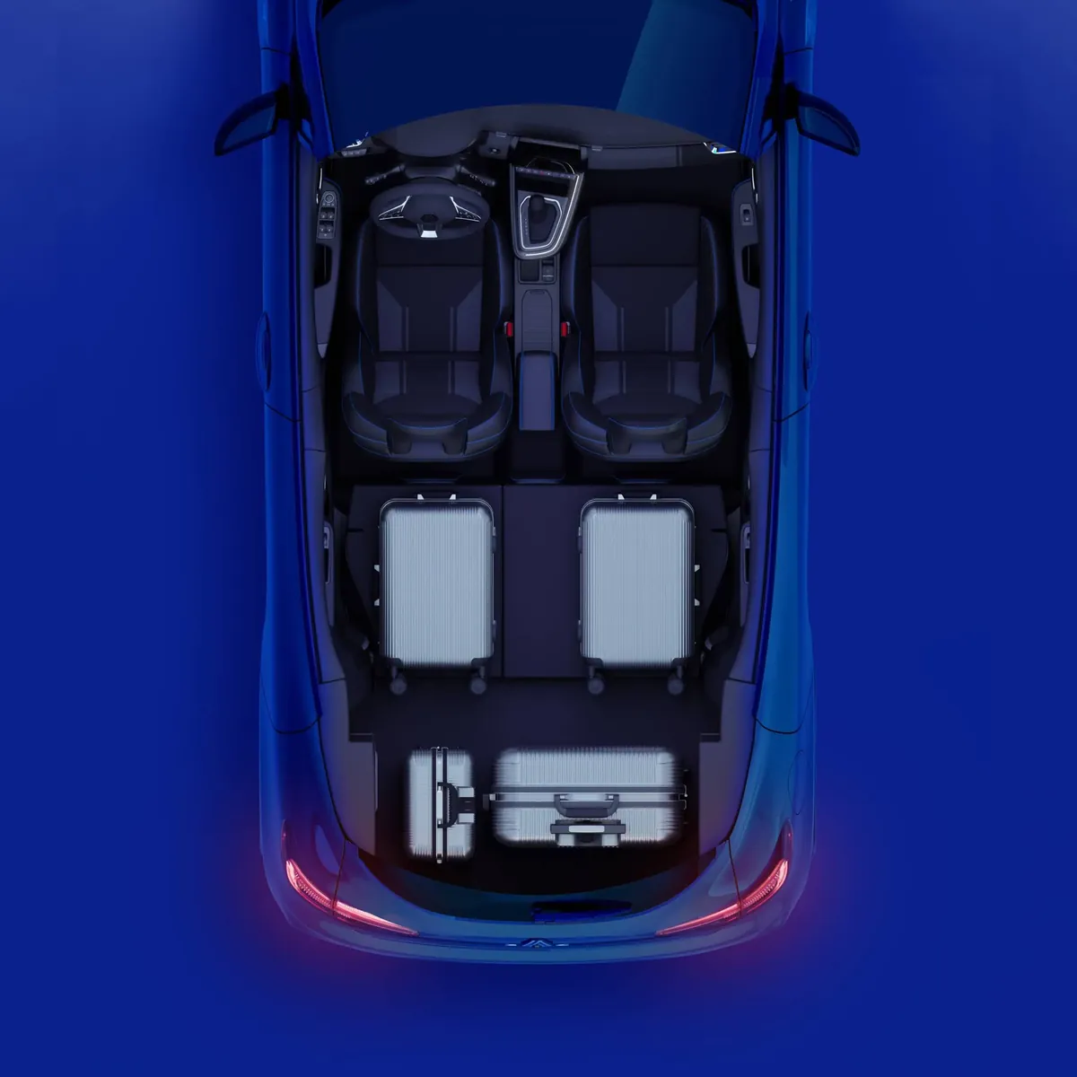 Modular boot of the Renault Clio with 1/3-2/3 bench folded