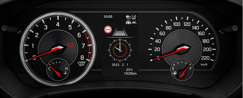 Sportliche Instrumente mit LCD-Display der Suzuki Swift